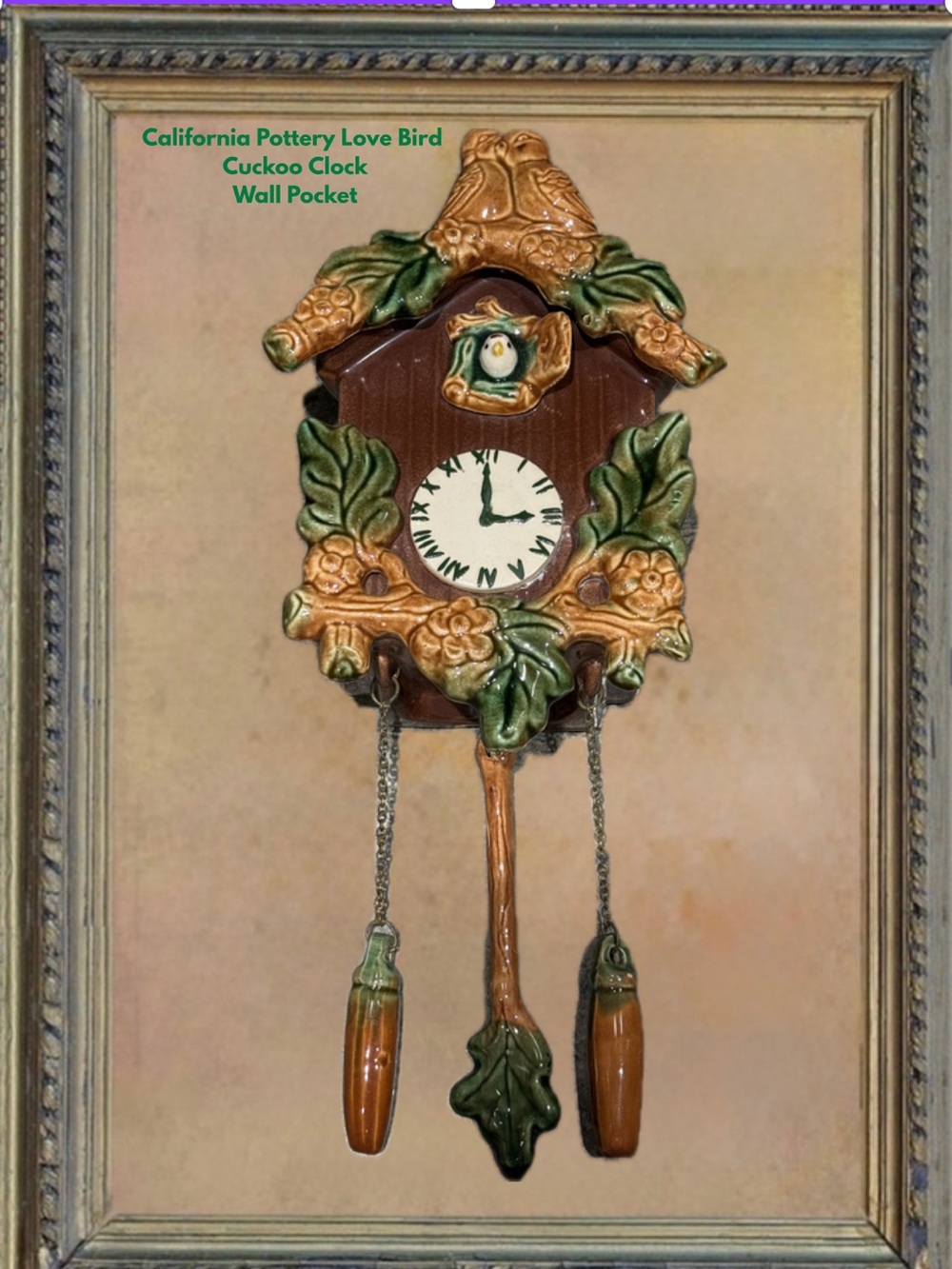 50’s California Pottery Ceramic Cuckoo Clock Wall Pocket Planter. - Picture 1 of 11